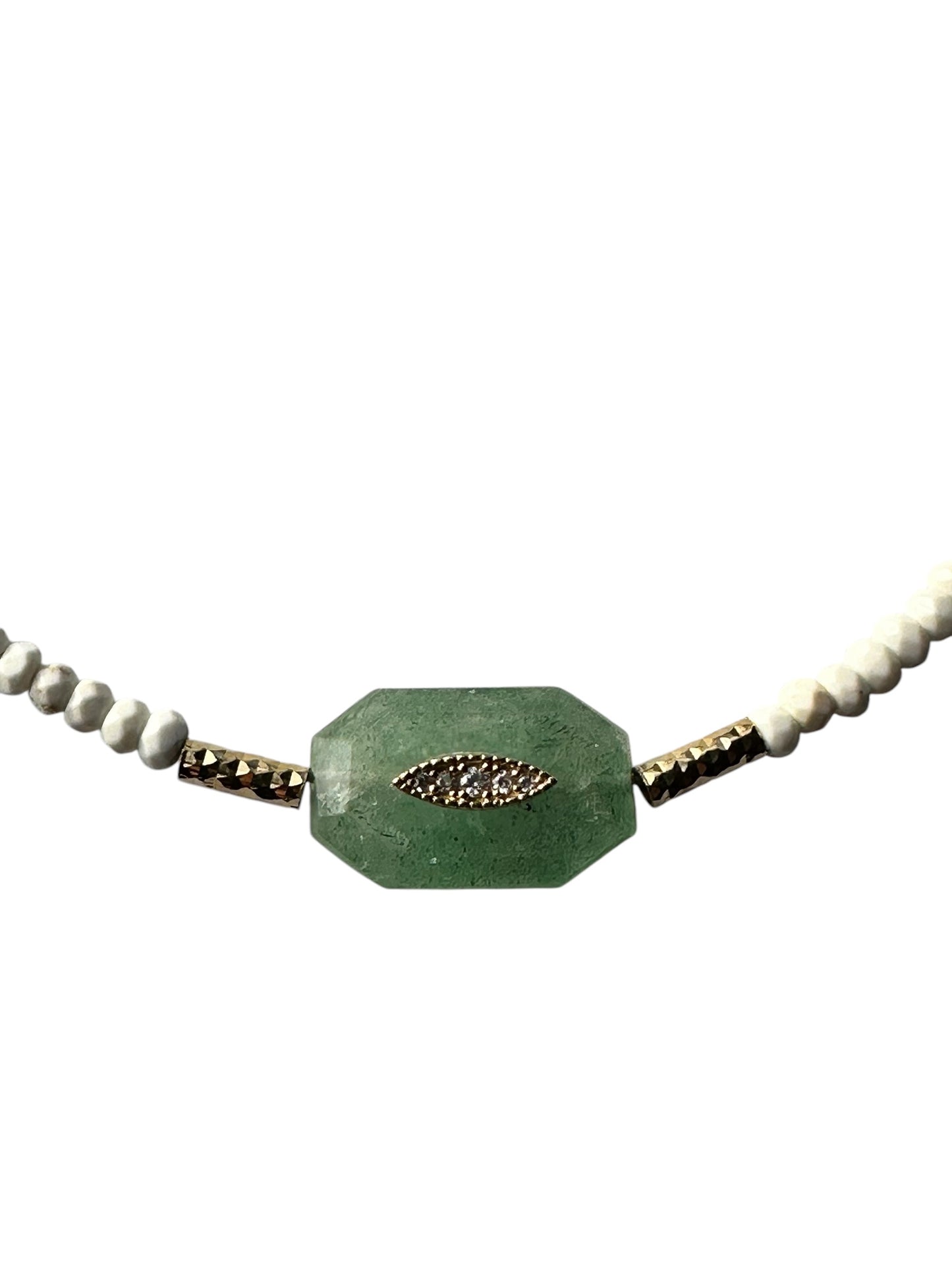 Collier Inside 2 Quartz Vert/Perles Blanches - Hanka ïn