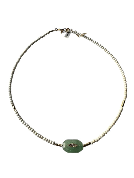 Collier Inside 2 Quartz Vert/Perles Blanches - Hanka ïn