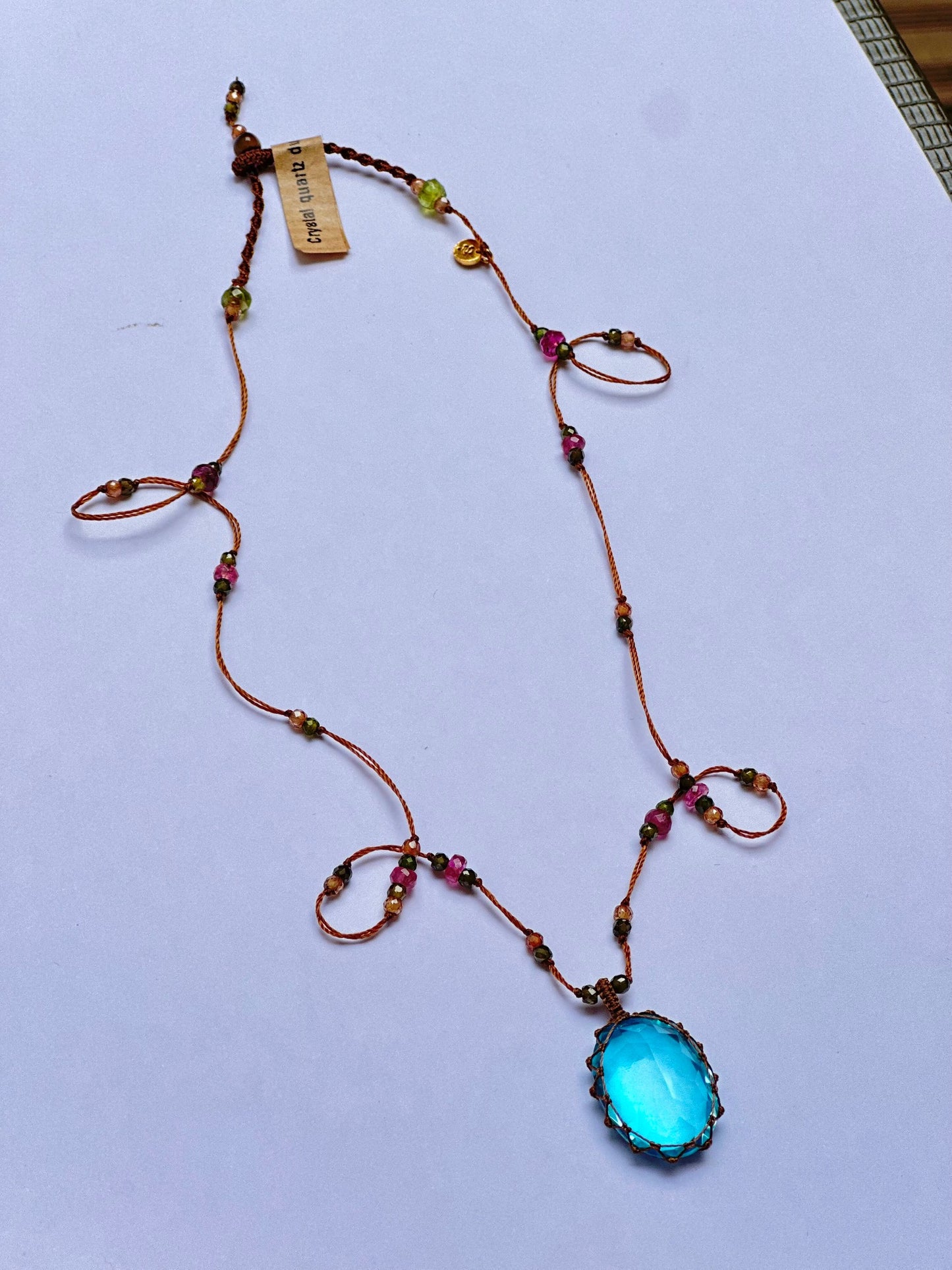 Collier Court Tibétain Crystal Quartz Dublet Bleu - Sharing