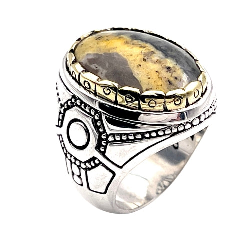 Bague Argent et Jaspe Bourdon - Jalan Jalan