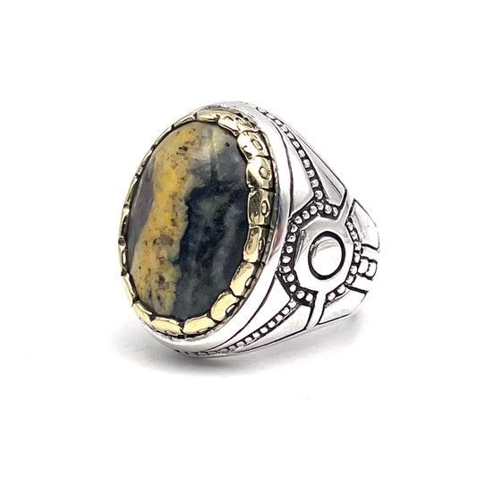 Bague Argent et Jaspe Bourdon - Jalan Jalan