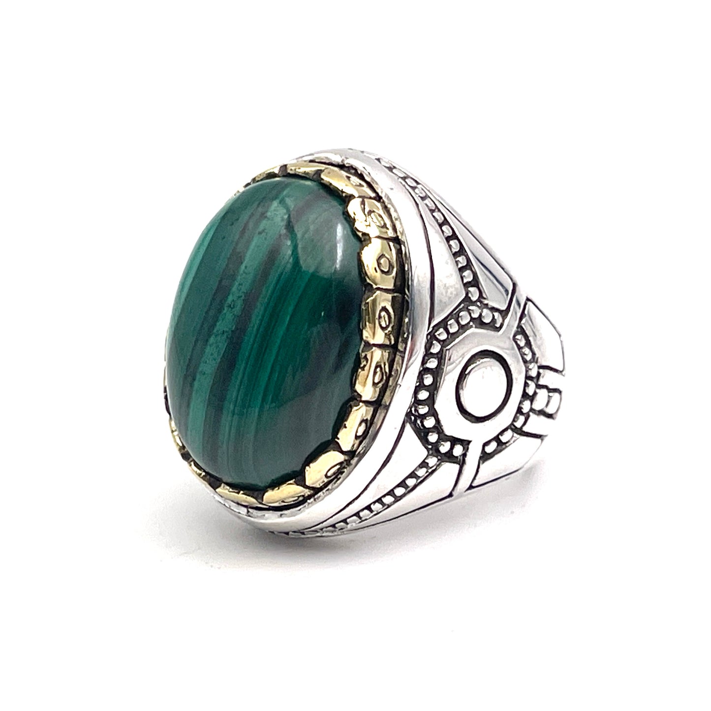 Bague Argent et Malachite - Jalan Jalan