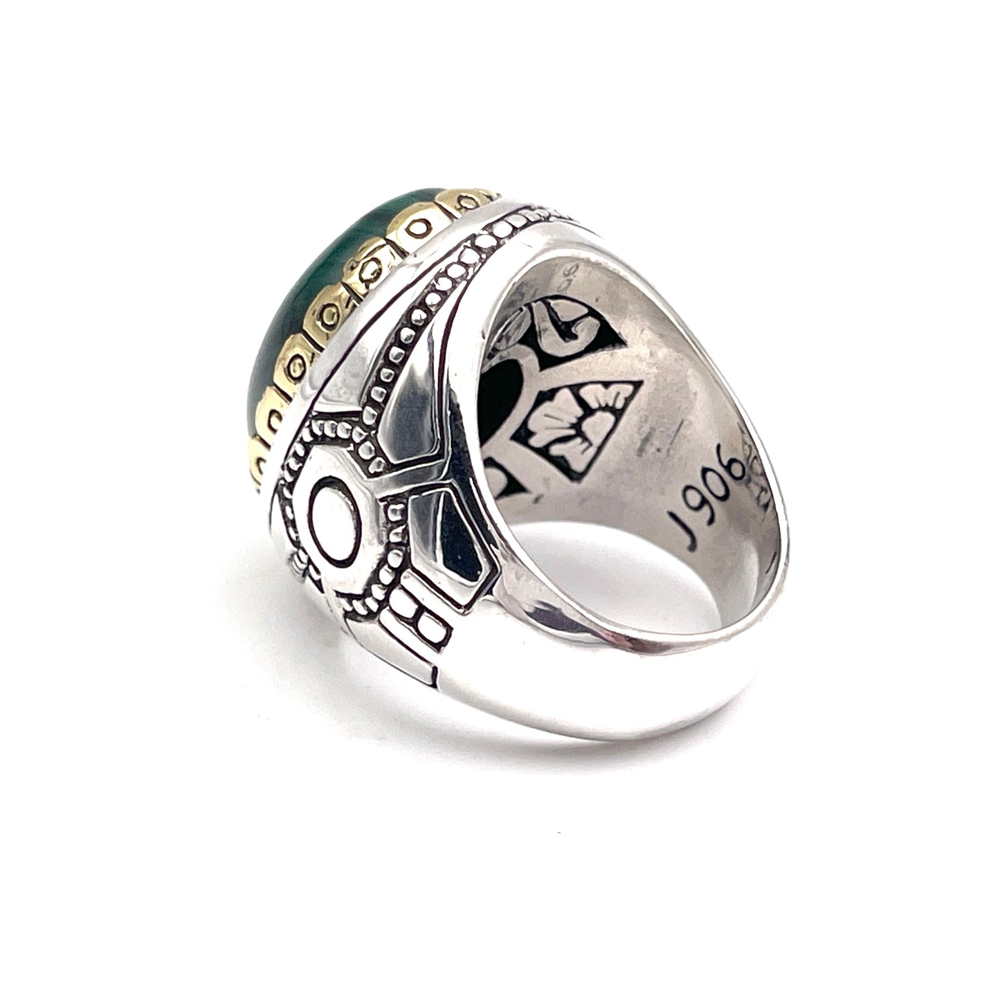 Bague Argent et Malachite - Jalan Jalan