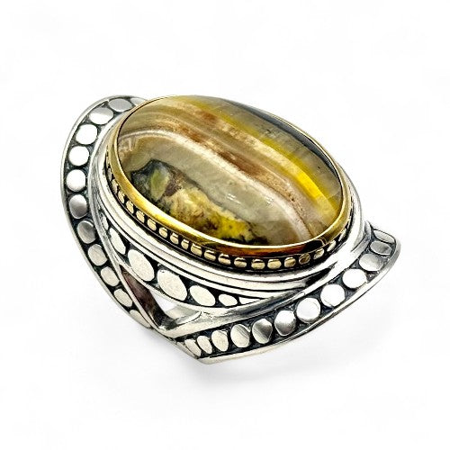 Bague Argent et Jaspe Bourdon - Jalan Jalan