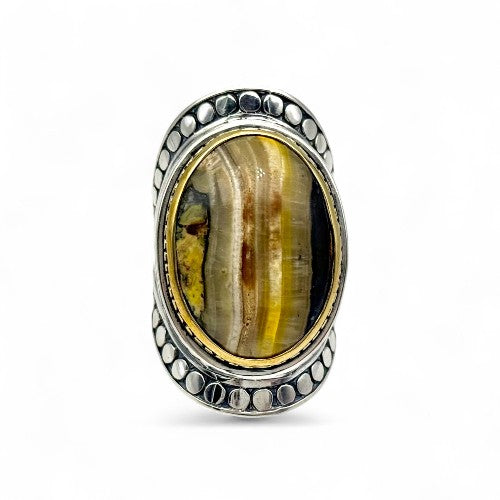 Bague Argent et Jaspe Bourdon - Jalan Jalan