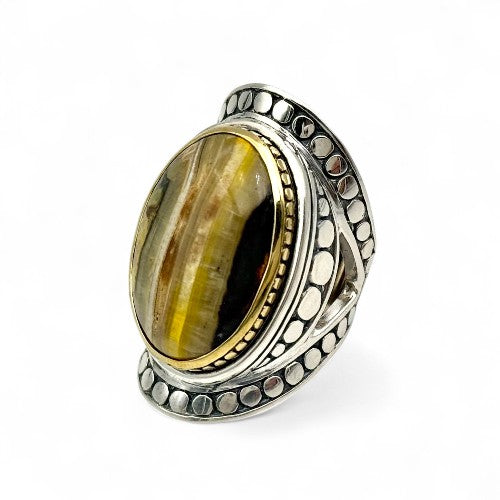 Bague Argent et Jaspe Bourdon - Jalan Jalan