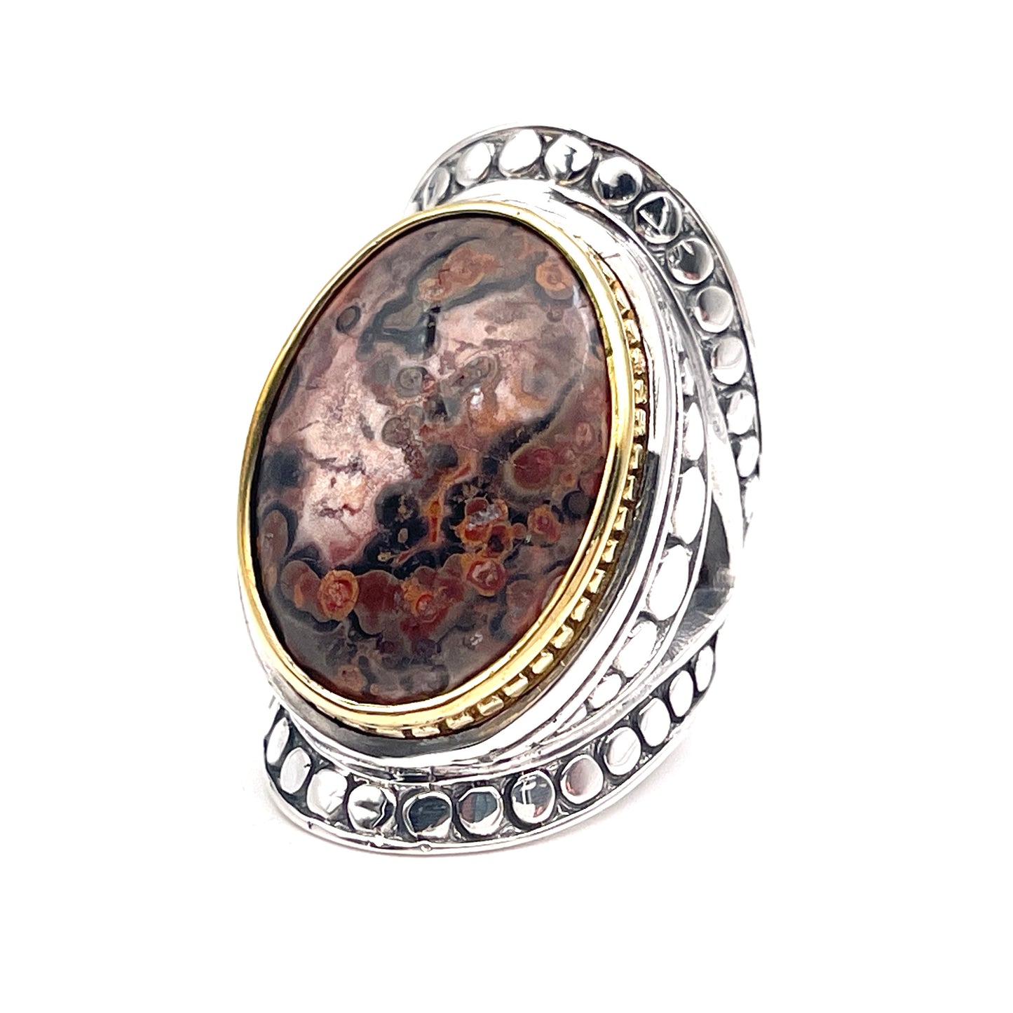 Bague Argent et Jaspe Léopard - Jalan Jalan