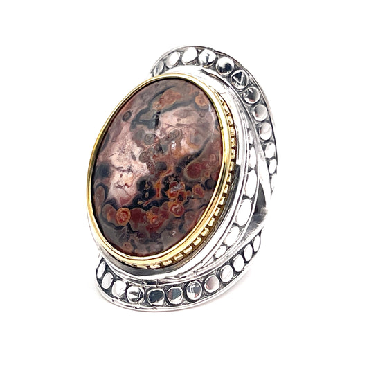 Bague Argent et Jaspe Léopard - Jalan Jalan