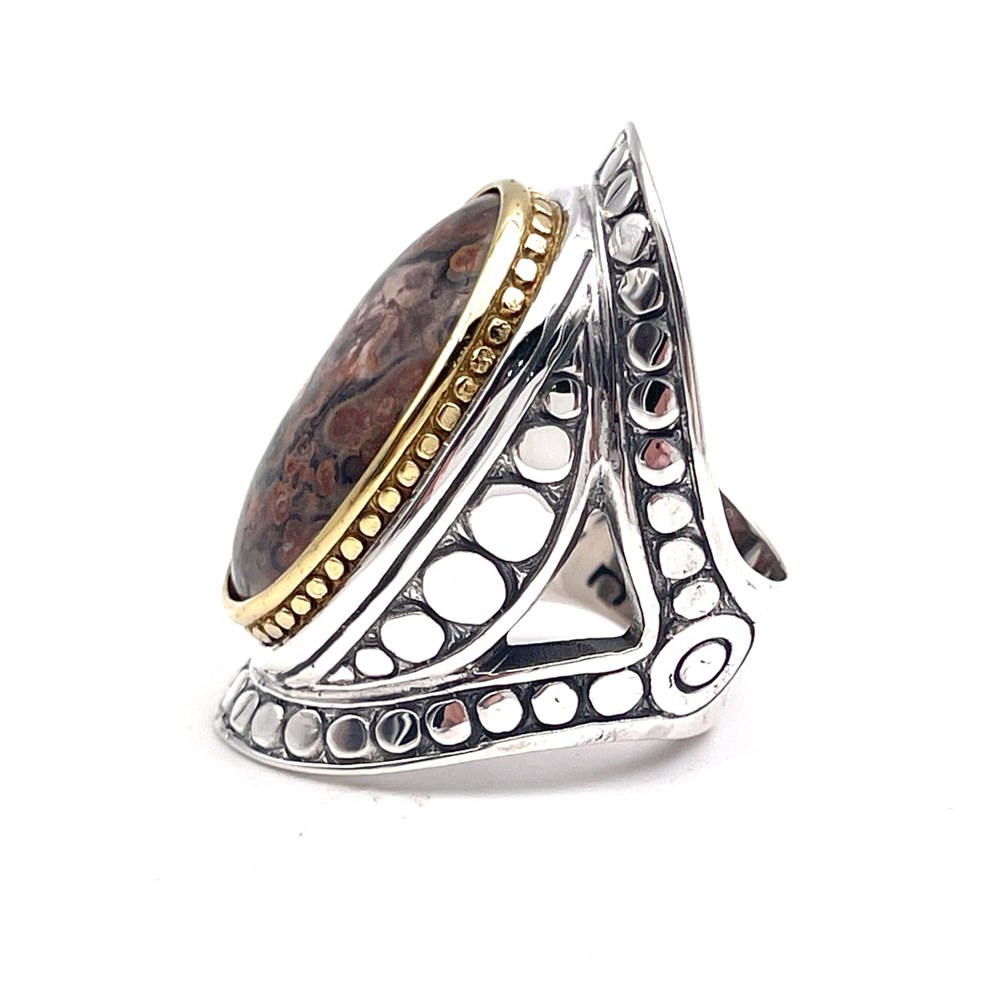 Bague Argent et Jaspe Léopard - Jalan Jalan