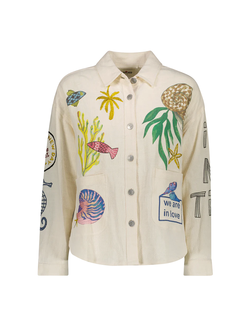 Veste Cropped Simon avec imprimé océan
