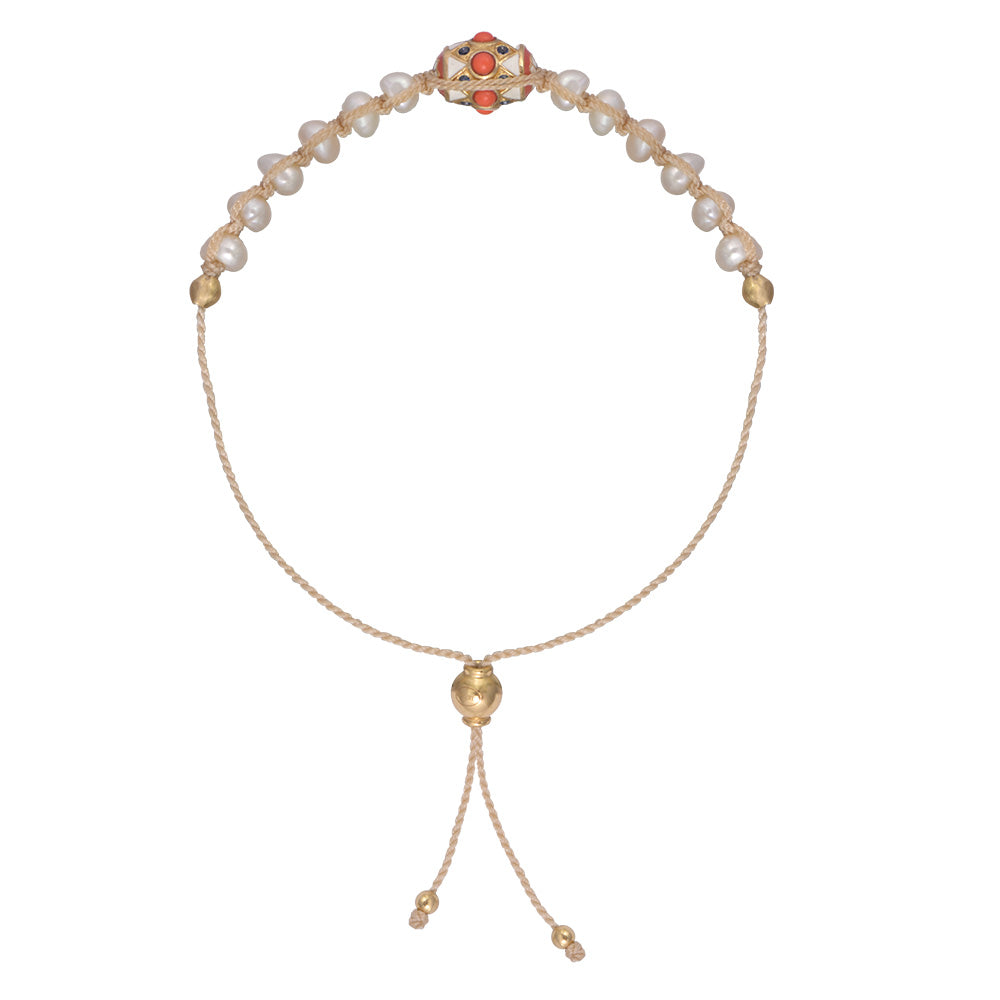 Orishas S Water Pearl Bracelet 3 en laiton doré