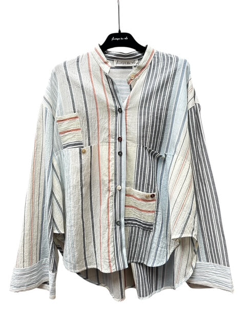 Blouse Asymétrique Fines Rayures - Phisique du Role