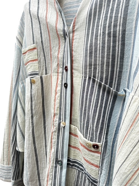 Blouse Asymétrique Fines Rayures - Phisique du Role