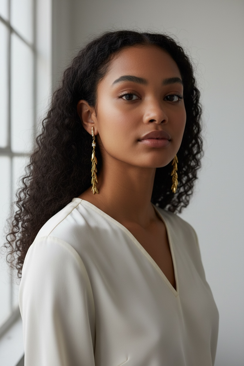 Boucles d'Oreilles Épi Longues Dorées - Hanka ïn