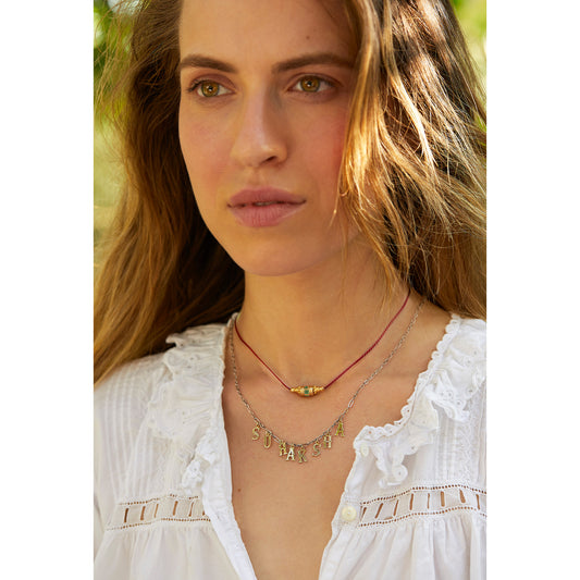 Collier Rakhi 2 en onyx vert Dorothée Sausset