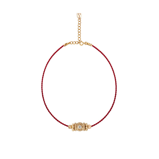 Collier Rakhi 1 Fil Rouge Topaze Blanche - Dorothée Sausset