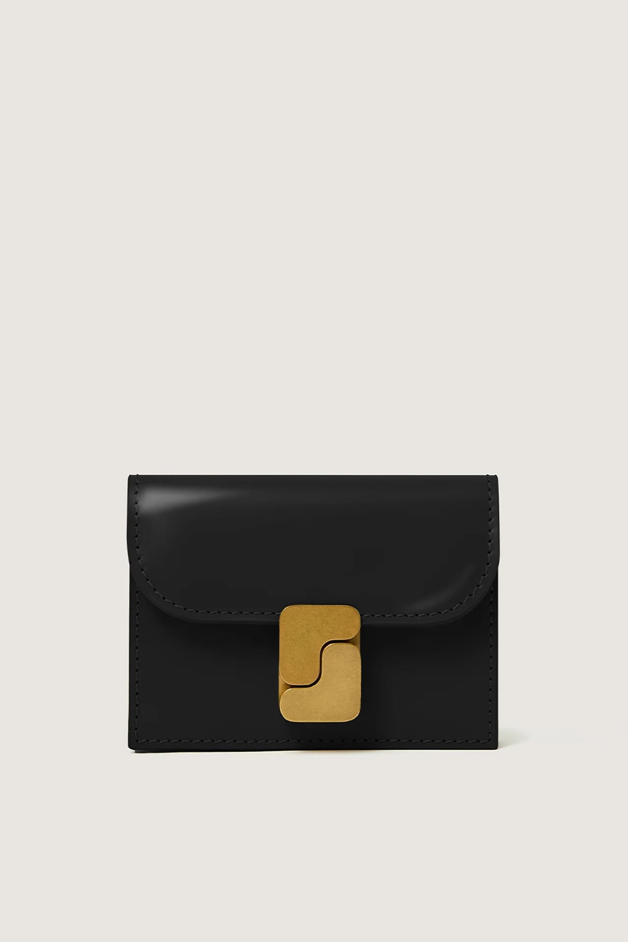 Portefeuille Aube en cuir glacé noir