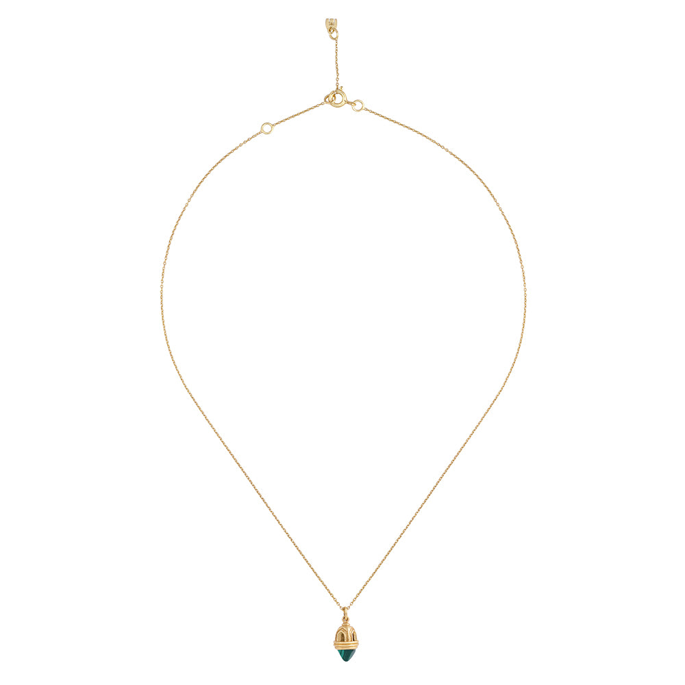 Collier Temple 4 Malachite avec pendentif en argent plaqué or
