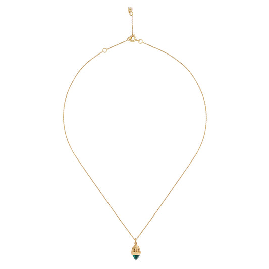 Collier Temple 4 Malachite avec pendentif en argent plaqué or