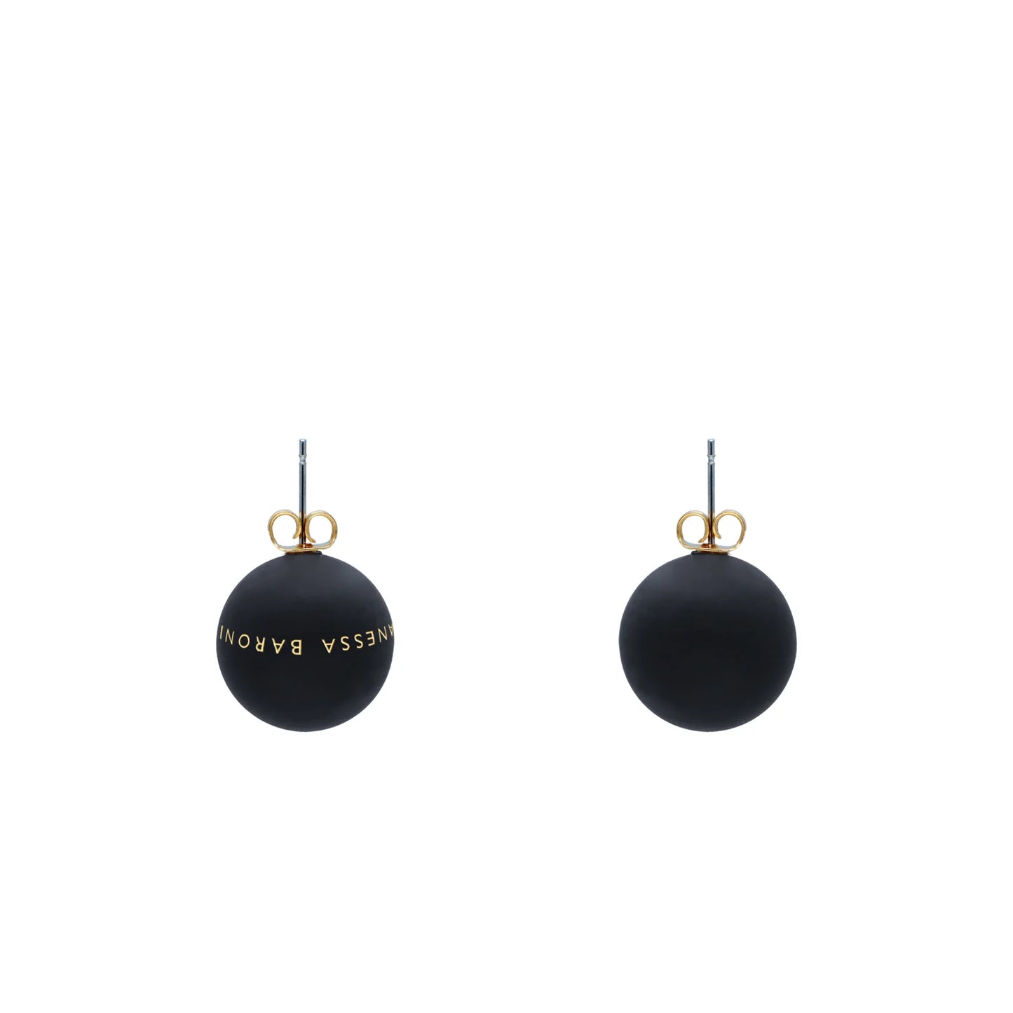 Boucle d'Oreille à Pois Noir Mat