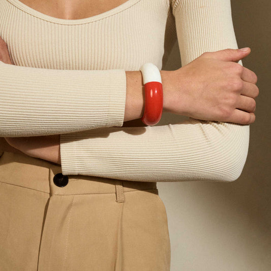 Bracelet Bangle rouge et blanc - Vanessa Baroni