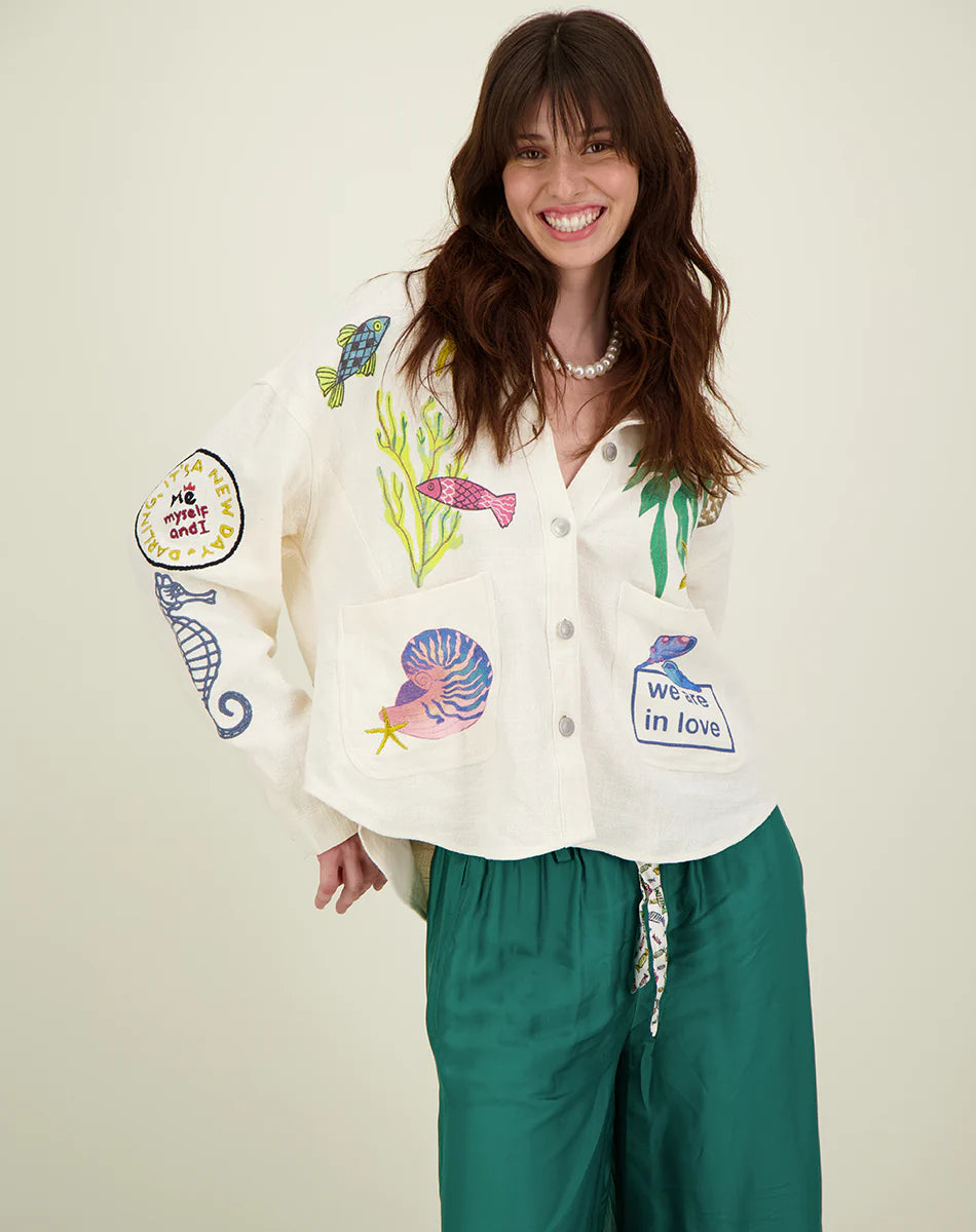 Veste en lin avec imprimé nautique