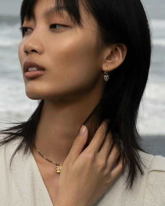 Boucles d'oreilles N°814 Gold Coeurs Gris - Laure Marie Chamorel