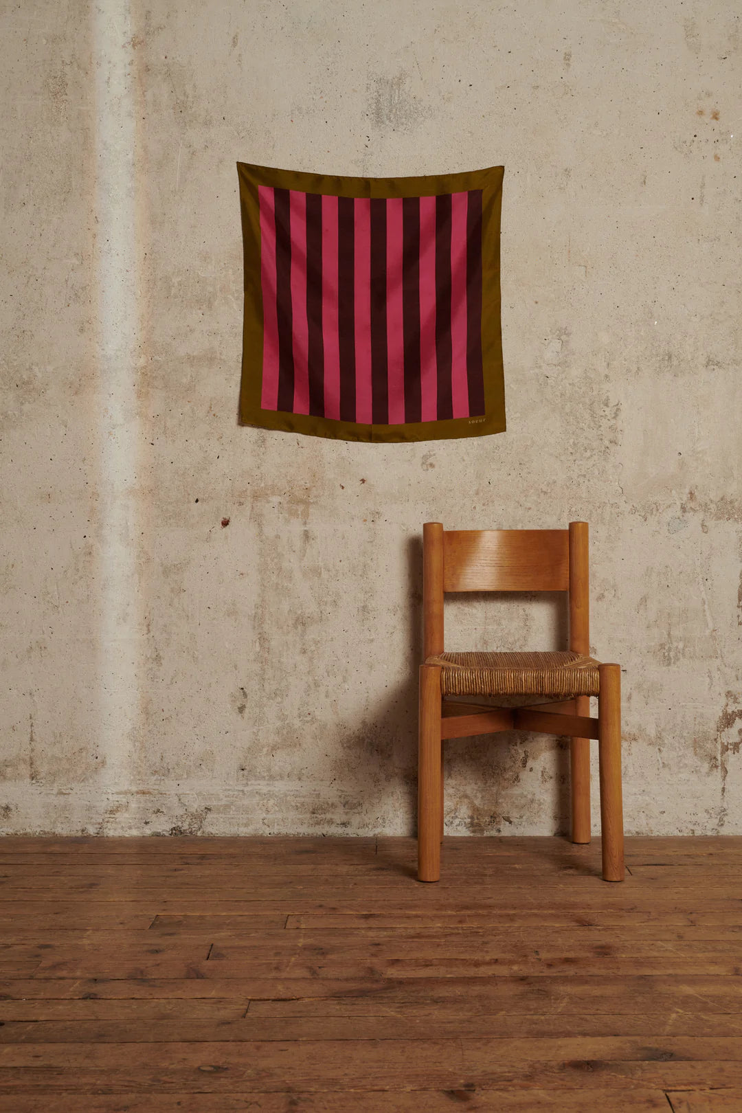 Khaki pink square scarf - Soeur
