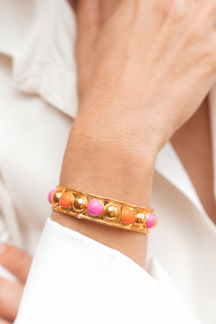 Bracelet Tribal rose et orange - Sylvia Toledano