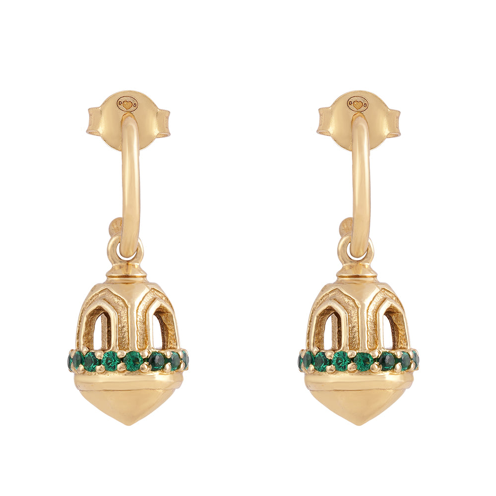 Boucles d'oreilles Temple Vert Zircon - Dorothée Sausset