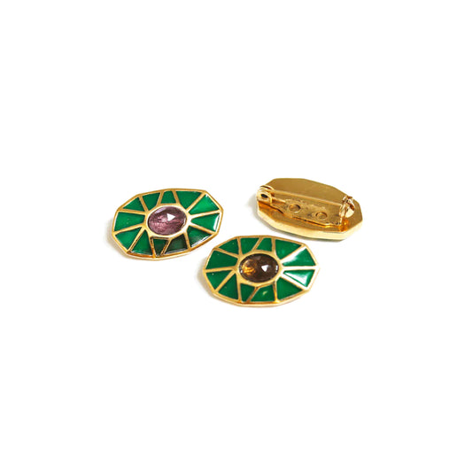Broche Rosie Émail vert / Améthyste - LA2L