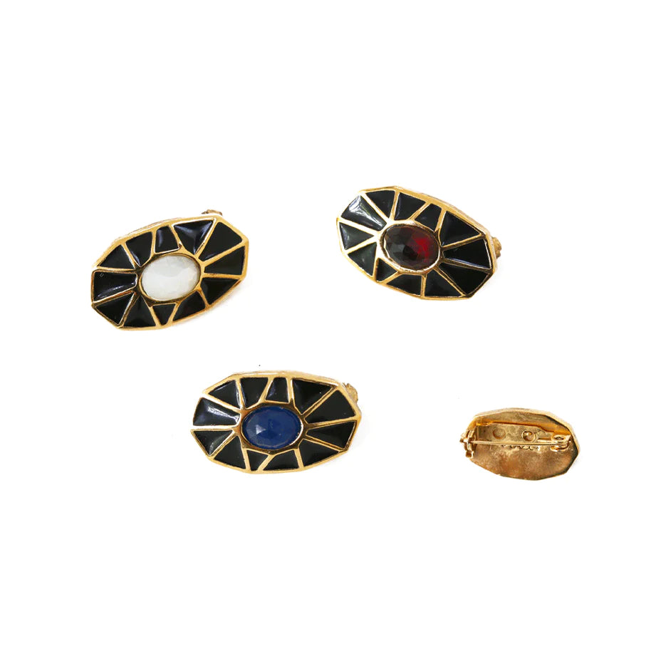 Broche Rosie Émail noir / Nacre - LA2L