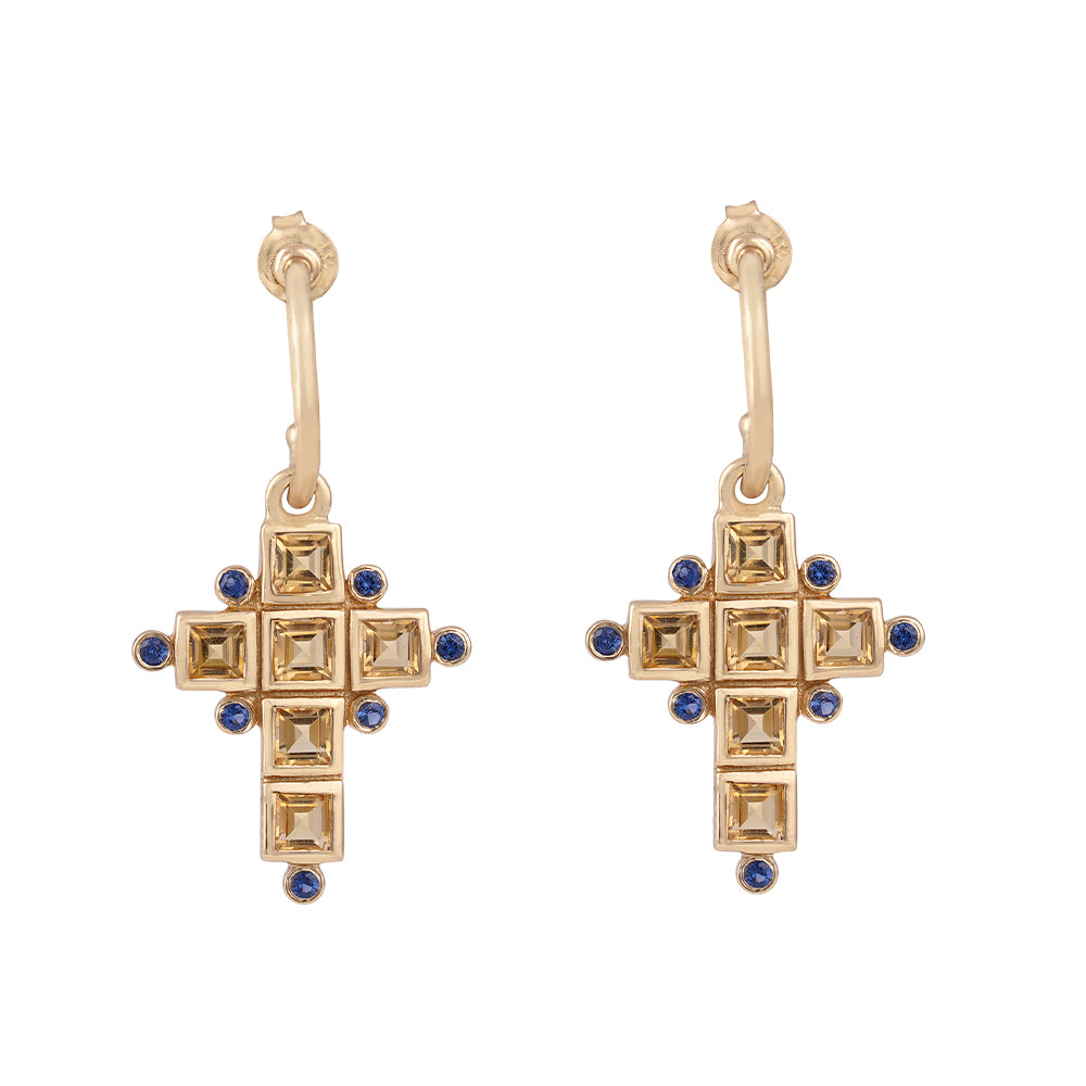 Boucles d'oreilles Santa Cruz Citrine/Zircon Bleu - Dorothée Sausset