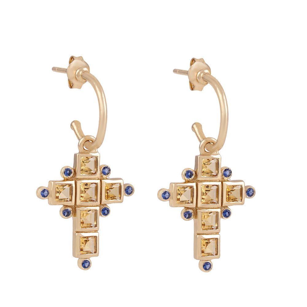 Boucles d'oreilles Santa Cruz Citrine/Zircon Bleu - Dorothée Sausset