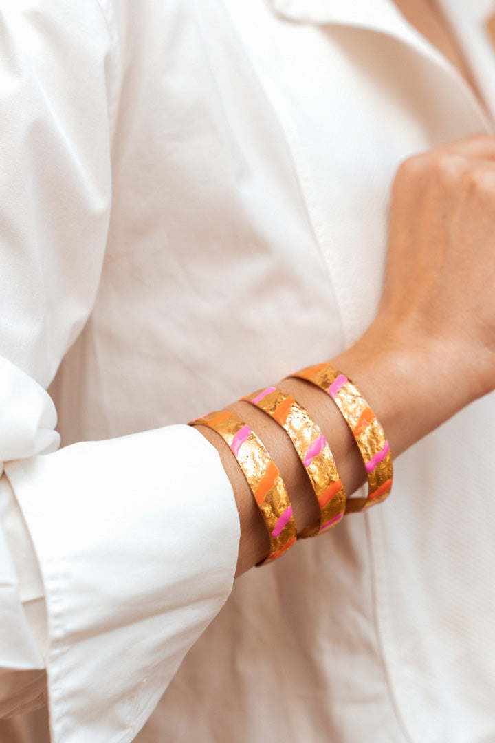 Manchette Bianca Rose et Orange - Sylvia Toledano