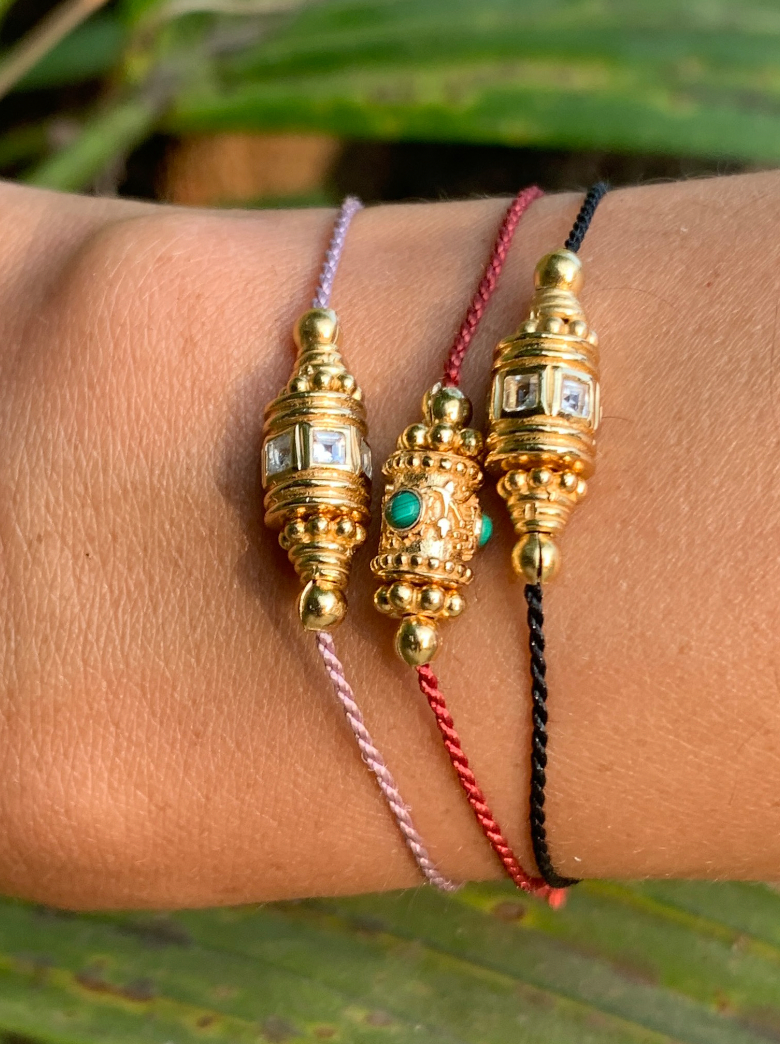 Bracelet Rakhi 2 fil noir - Dorothée Sausset