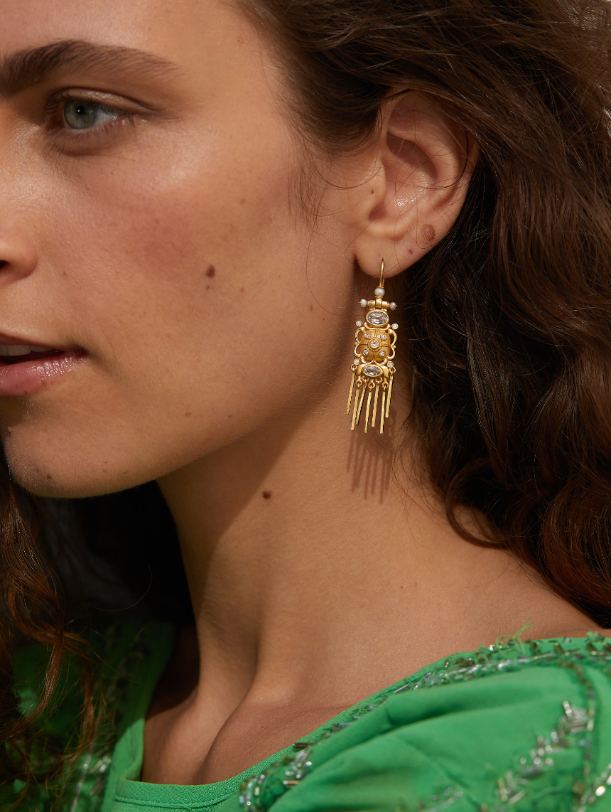 Boucles Emily Cristal Topaze Blanche - Dorothée Sausset