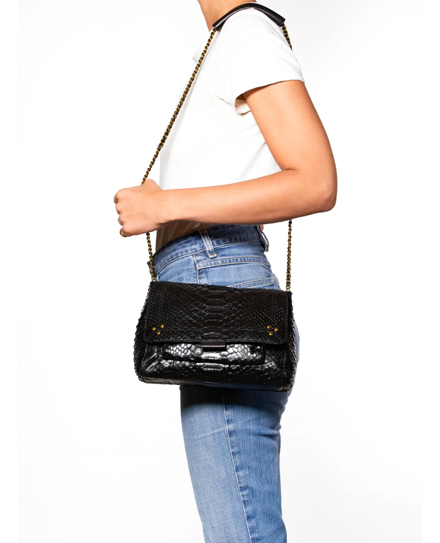Sac bandoulière Lulu M Python Noir - Jerome Dreyfuss