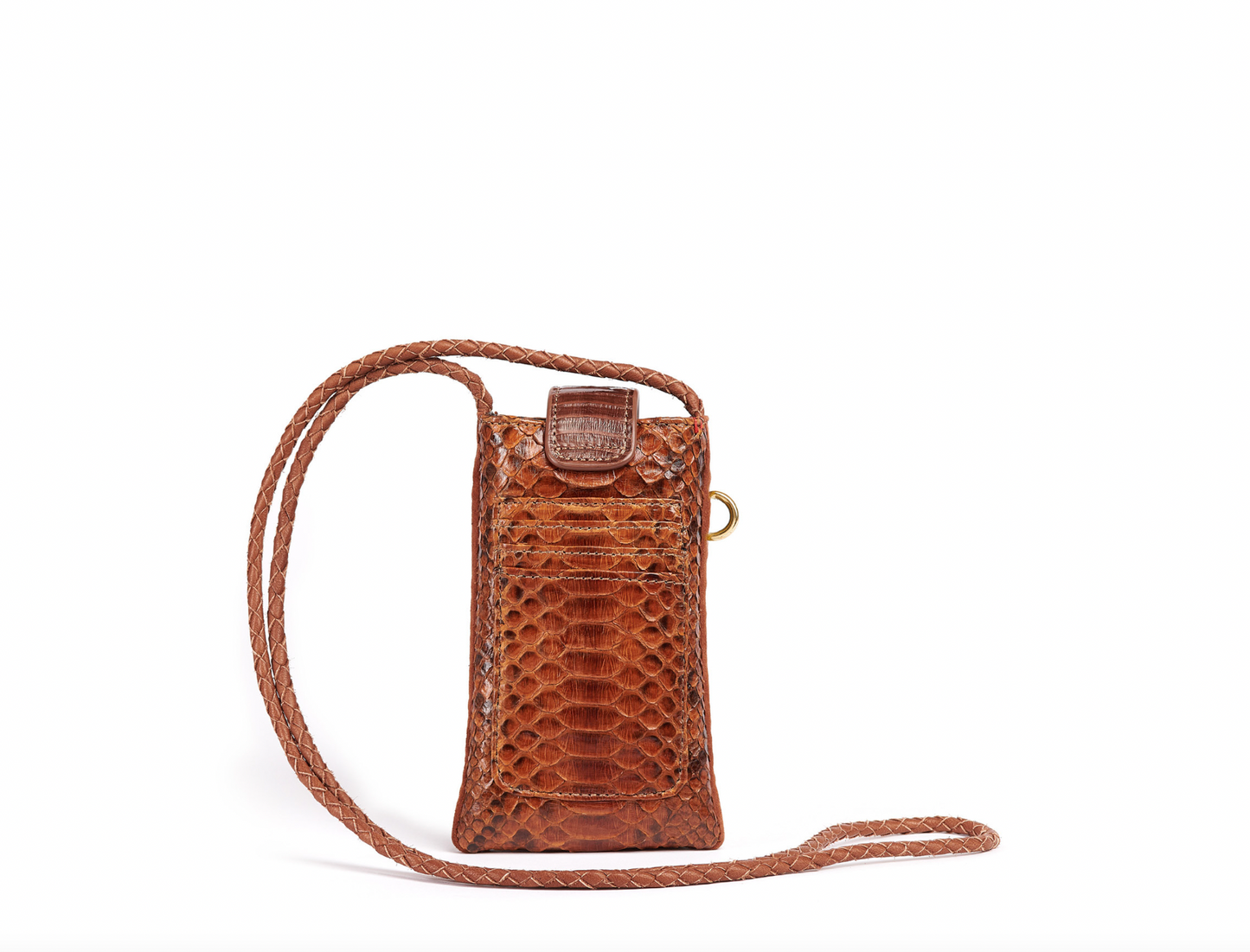 Porte Téléphone Double Marcus Python Moka - Claris Virot