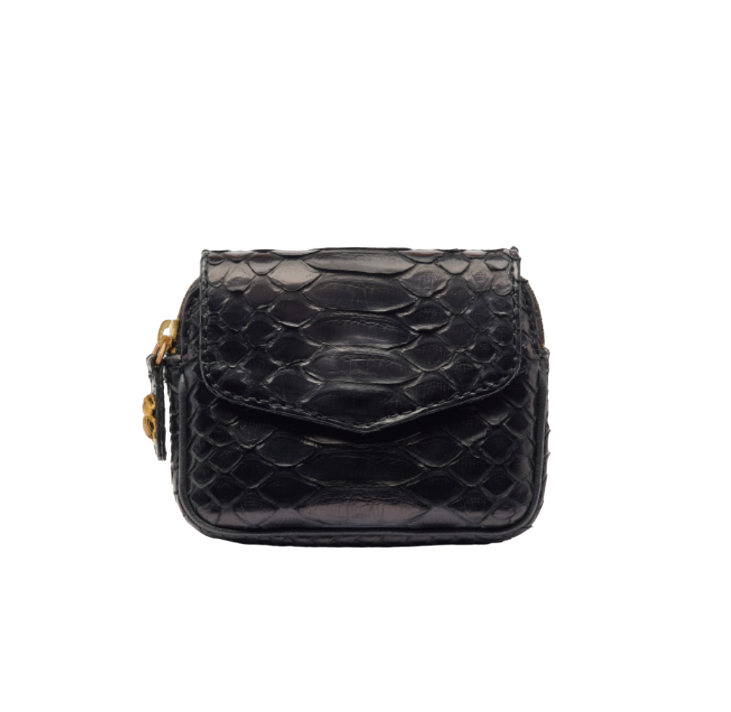 Porte-Monnaie Python Karl Noir - Claris Virot