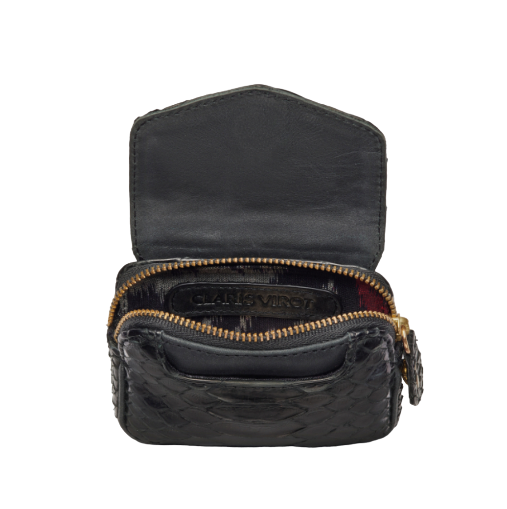 Porte-Monnaie Python Karl Noir - Claris Virot