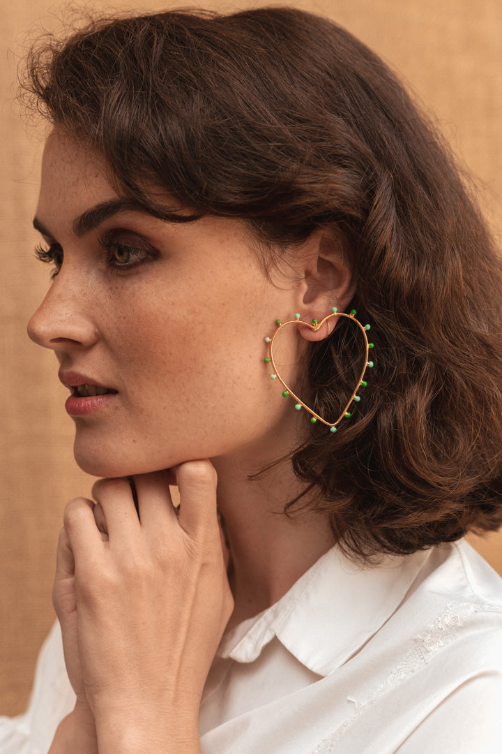 Boucles d'oreilles DOTS verte et turquoise - Sylvia Toledano