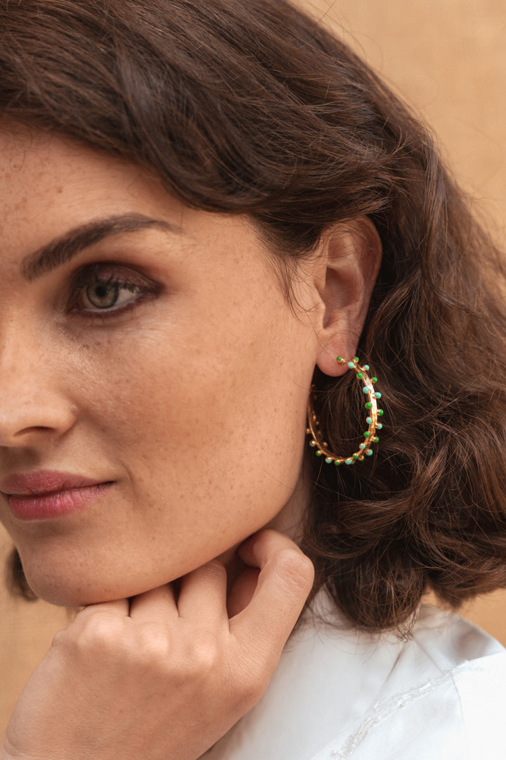 Boucles d'oreilles Gipsy Vert et Turquoise - Sylvia Toledano
