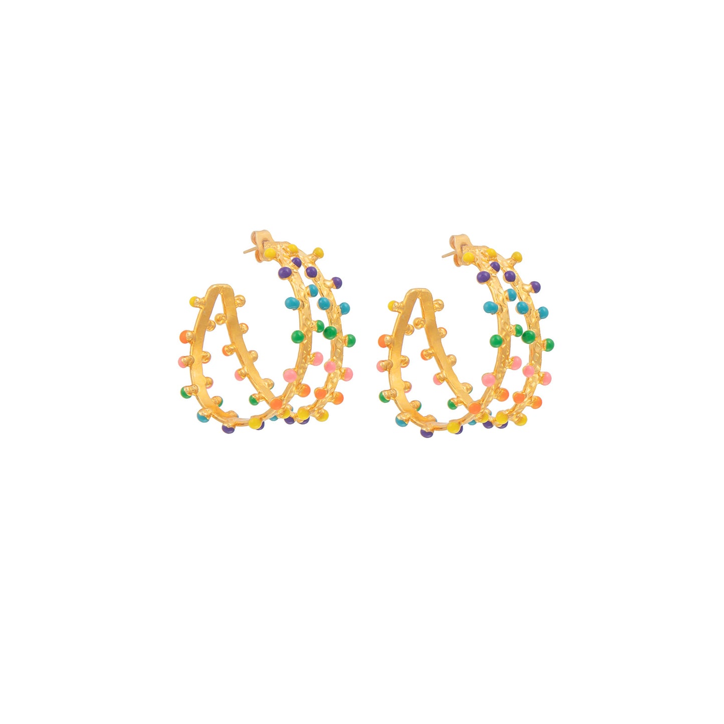Boucles d'oreilles Gipsy 2 anneaux Multicolores - Sylvia Toledano