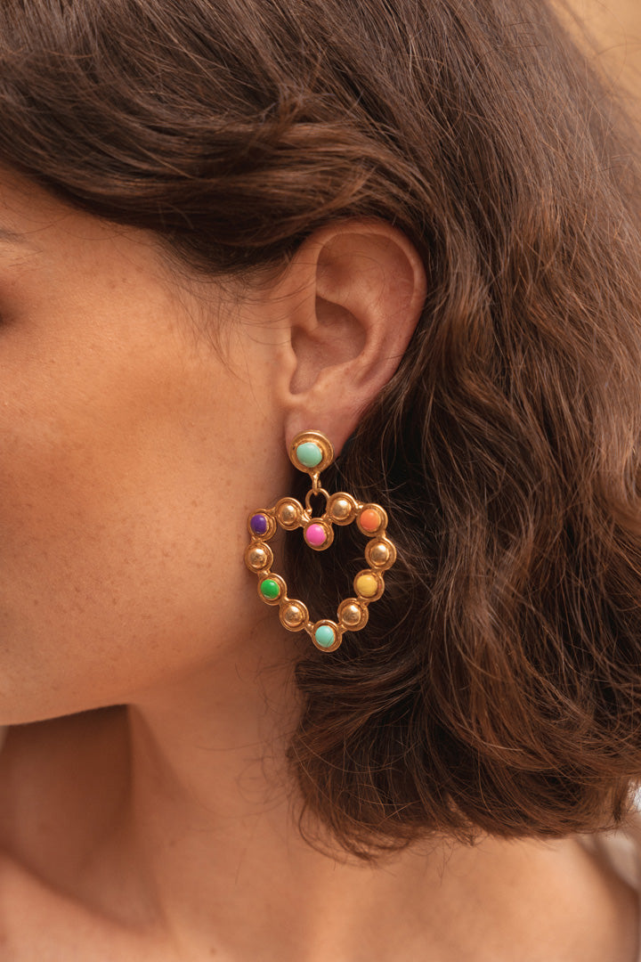 Boucles d'oreilles LOVE Multicolore - Sylvia Toledano