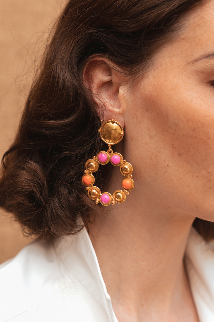 Boucles d'oreilles Flower Candies Rose et Orange - Sylvia Toledano