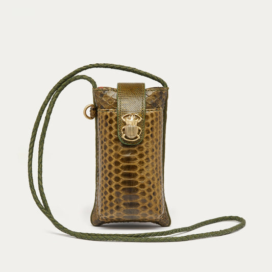 Etui à téléphone Double Marcus Python Kaki - Claris Virot