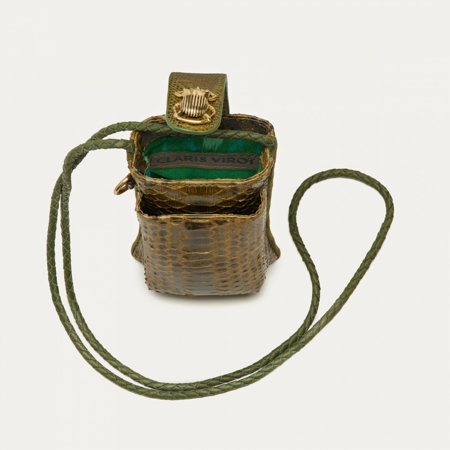 Etui à téléphone Double Marcus Python Kaki - Claris Virot