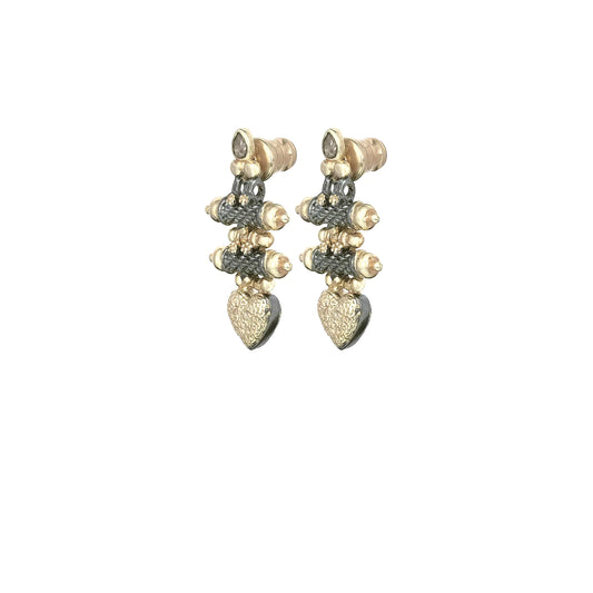 Boucles d'oreilles Gold Coeurs Bicolores - Laure Marie Chamorel