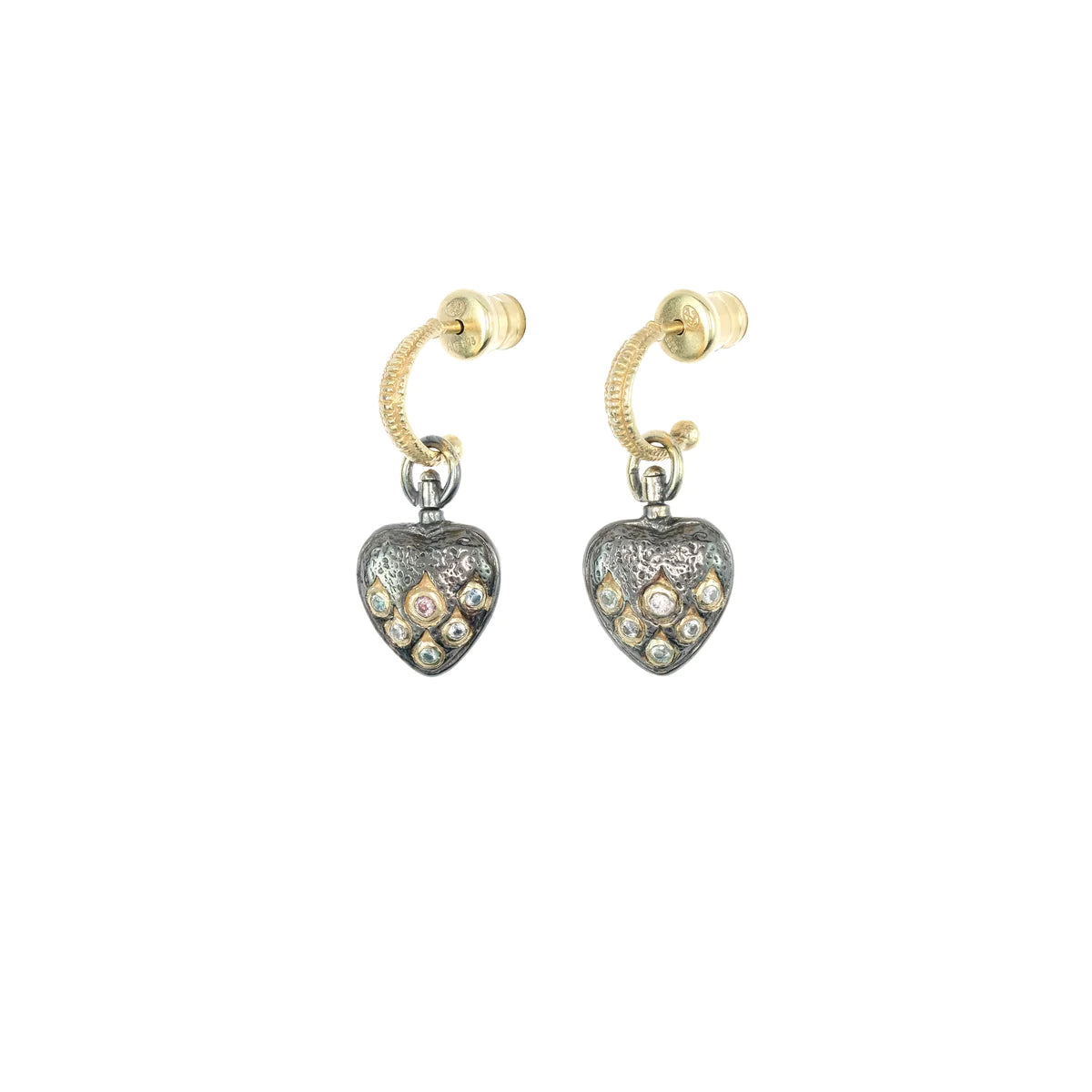 Boucles d'oreilles N°814 Gold Coeurs Gris - Laure Marie Chamorel